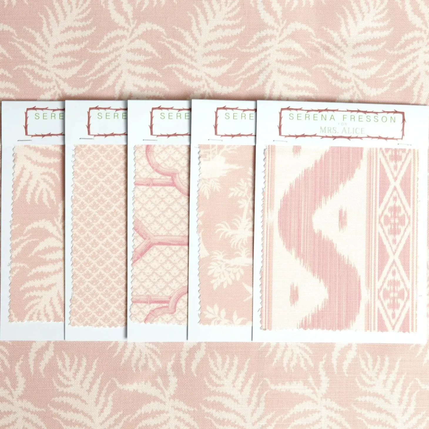Pink Trailing Ferns Fabric