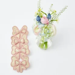 Pink Wicker Napkin Bow (Set of 4)