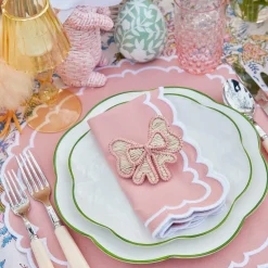 Pink Wicker Napkin Bow (Set of 4)