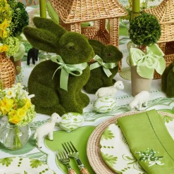 Potted Boxwood Ball with Green Bow (Pair)