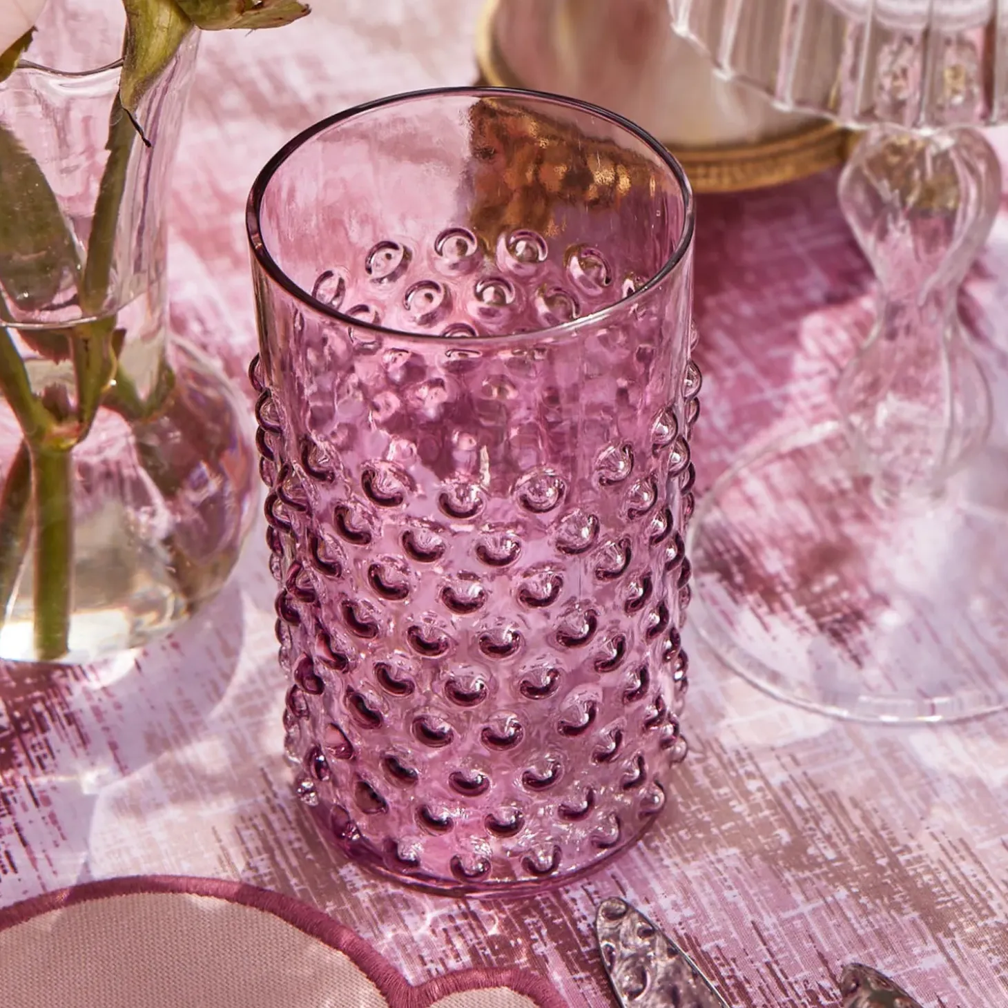 Purple Hobnail Glasses (Set of 6)