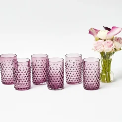 Purple Hobnail Glasses (Set of 6)