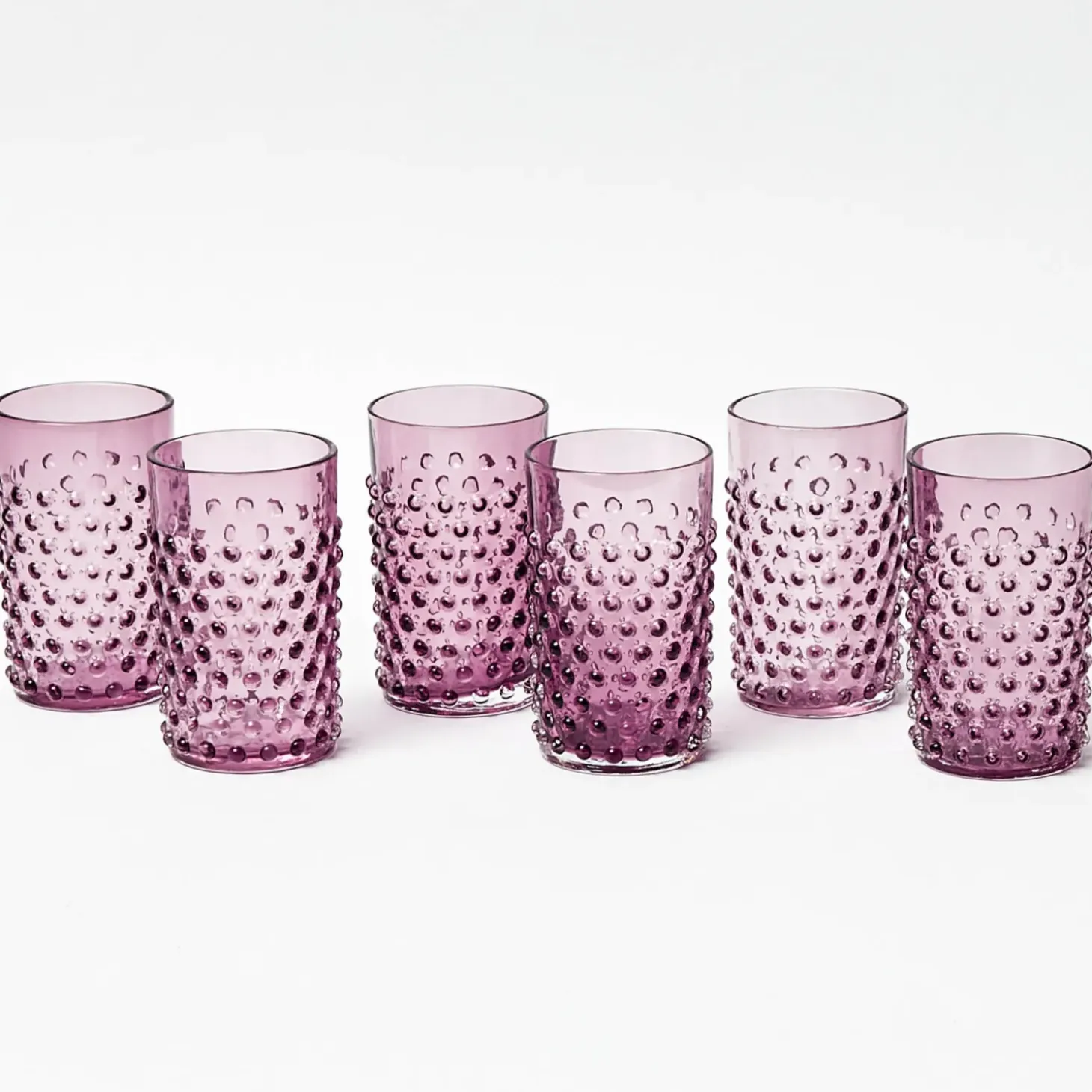 Purple Hobnail Glasses (Set of 6)