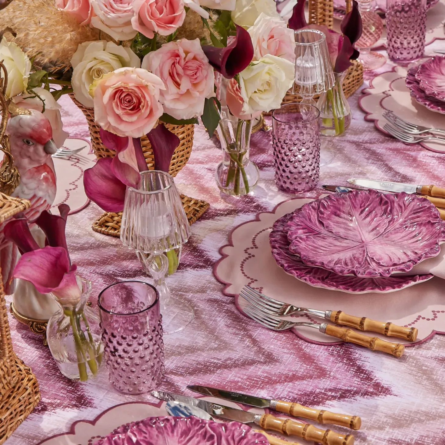 Purple Hobnail Jug & Glasses (Set of 6)