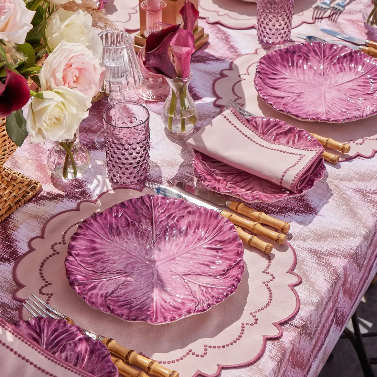 Purple Hobnail Jug & Glasses (Set of 6)