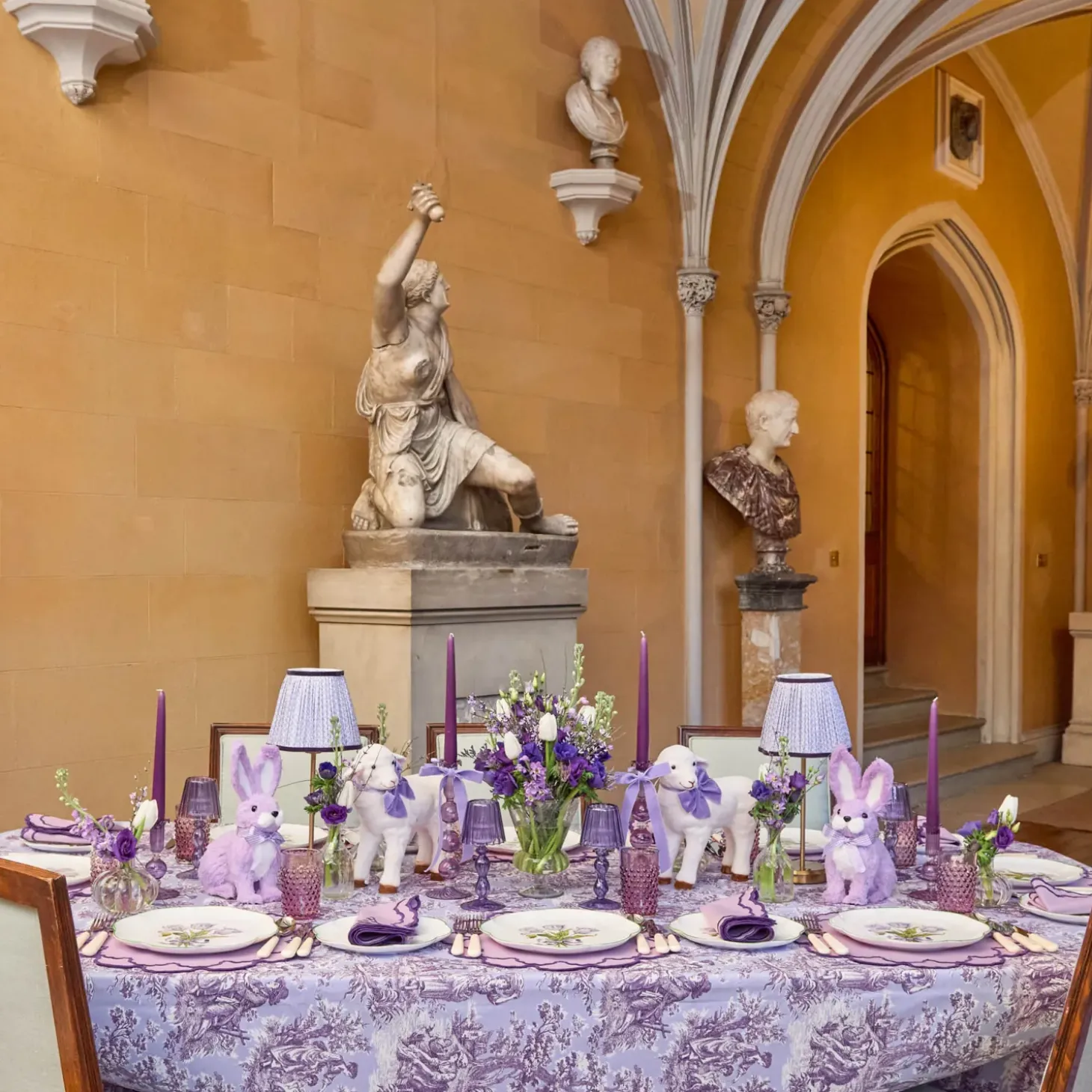 Purple Ottilie Toile Tablecloth