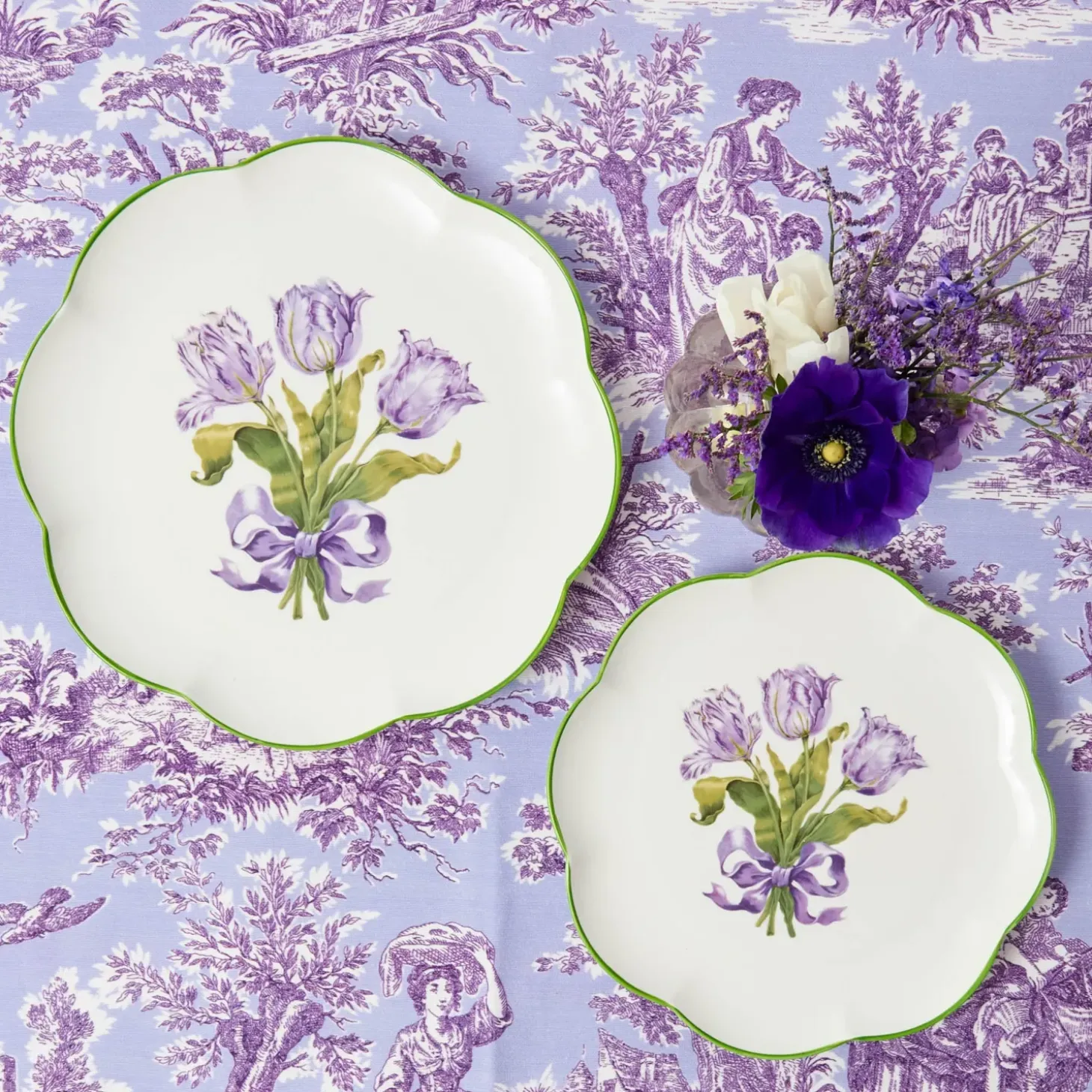 Purple Ottilie Toile Tablecloth
