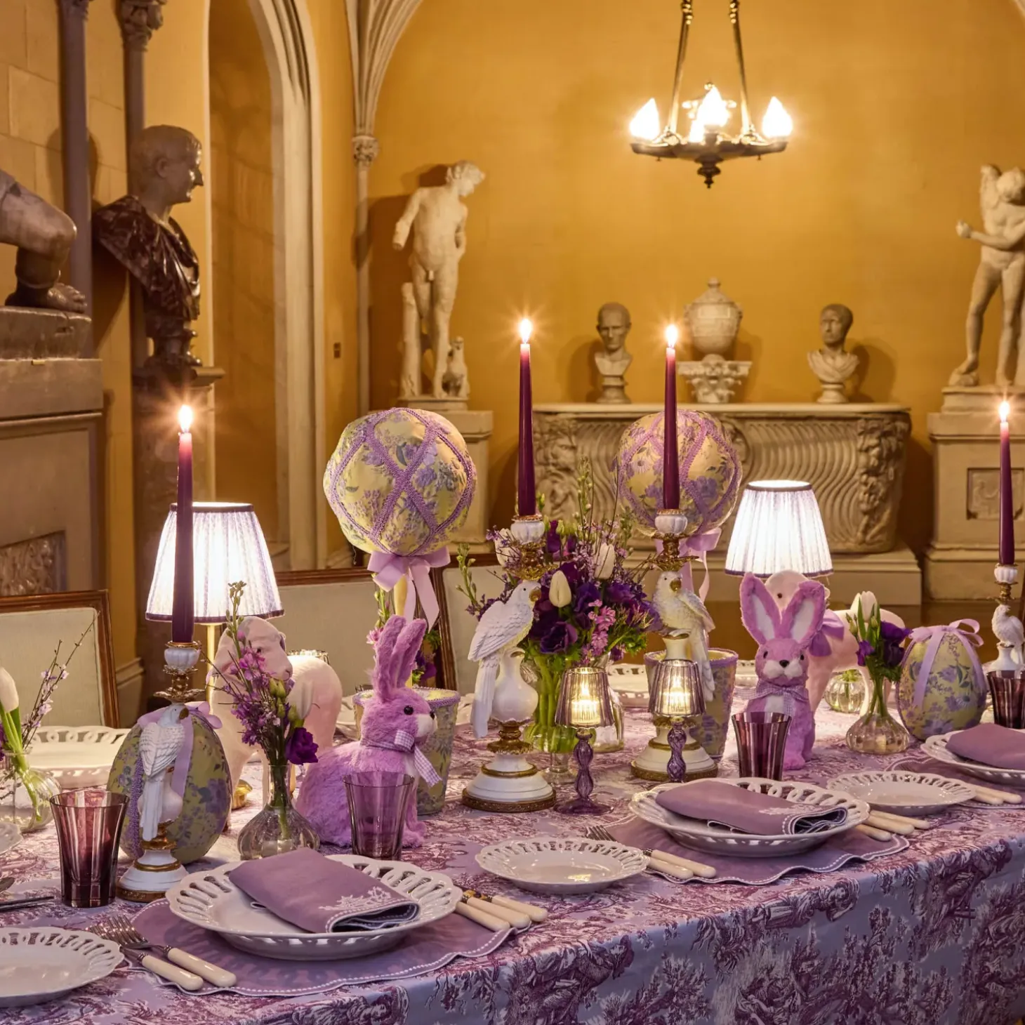 Purple Ottilie Toile Tablecloth
