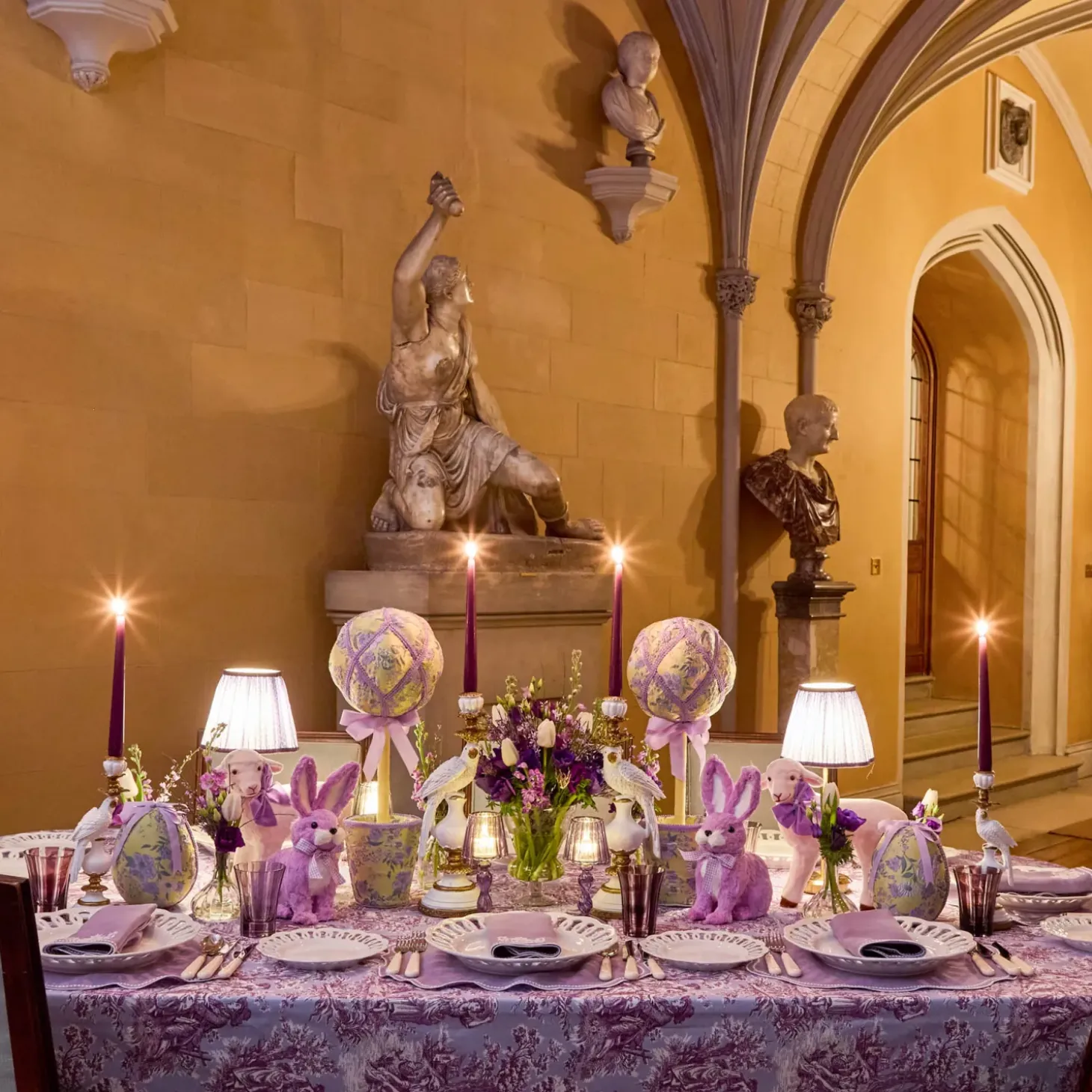 Purple Ottilie Toile Tablecloth