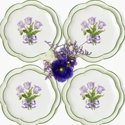 Purple Tulip Dinner & Starter Plates (Set of 8)