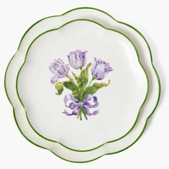 Purple Tulip Dinner & Starter Plates (Set of 8)