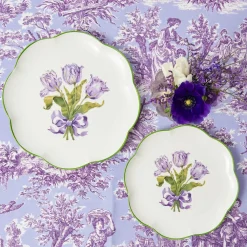 Purple Tulip Dinner & Starter Plates (Set of 8)