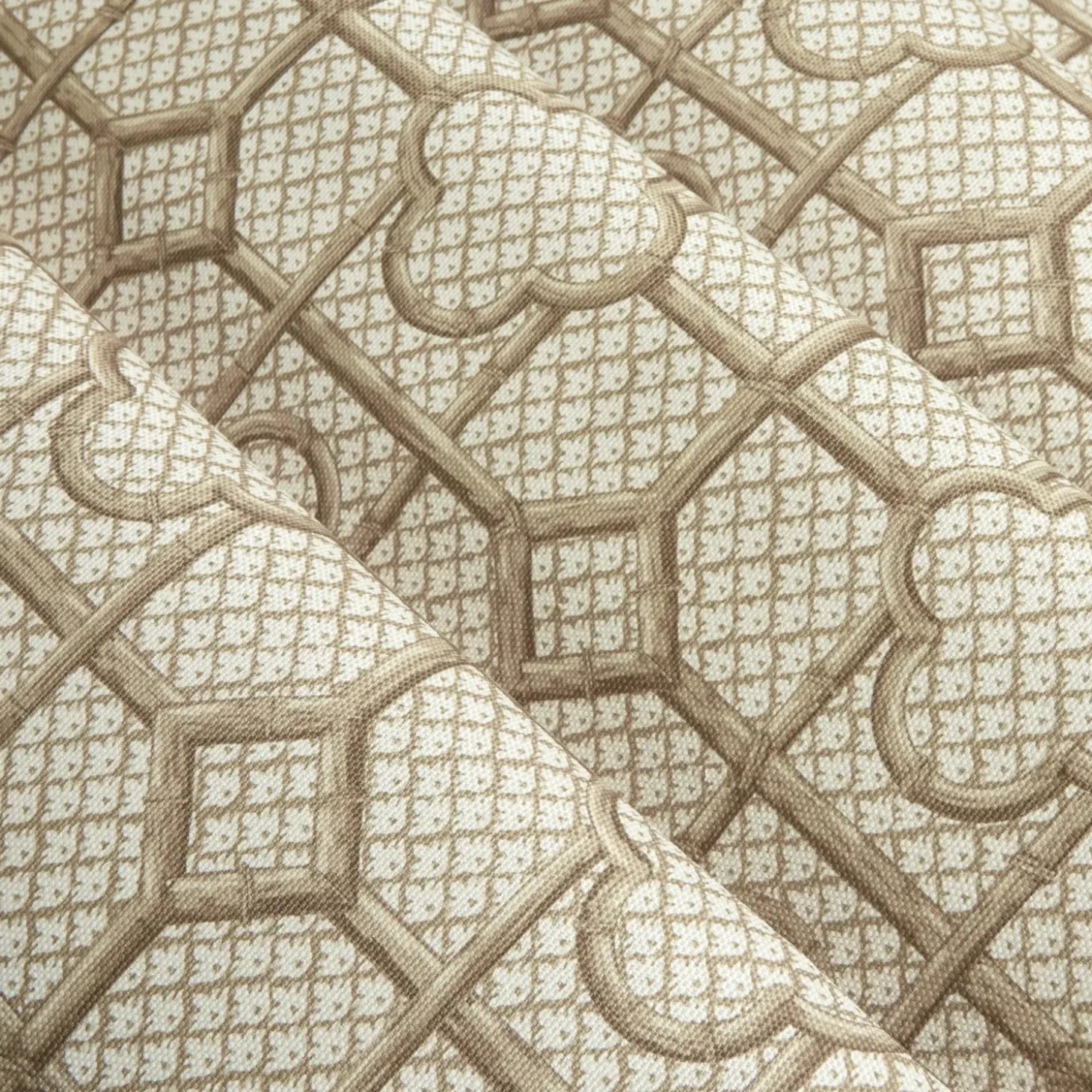 Putty Bamboo Trellis Fabric