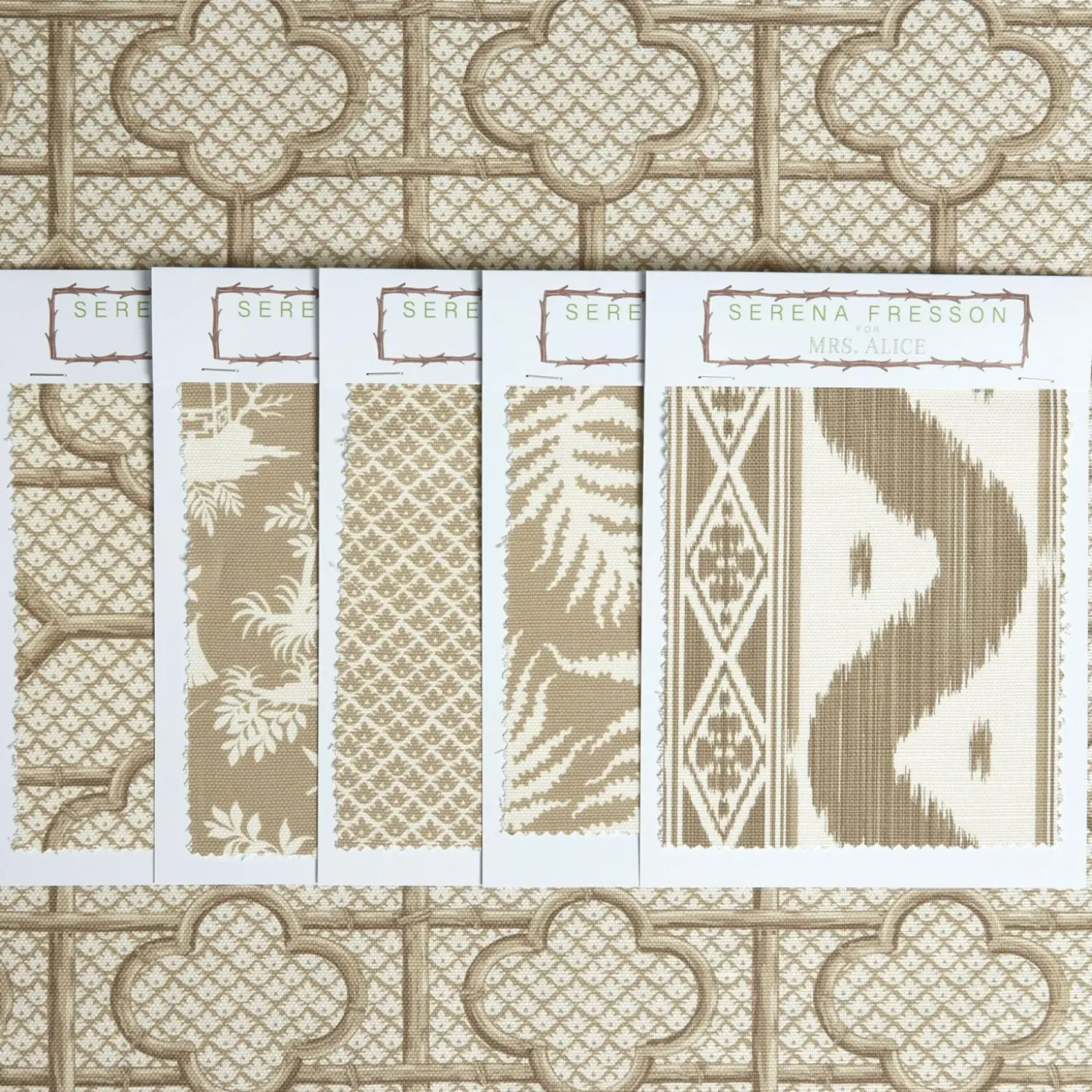 Putty Bamboo Trellis Fabric
