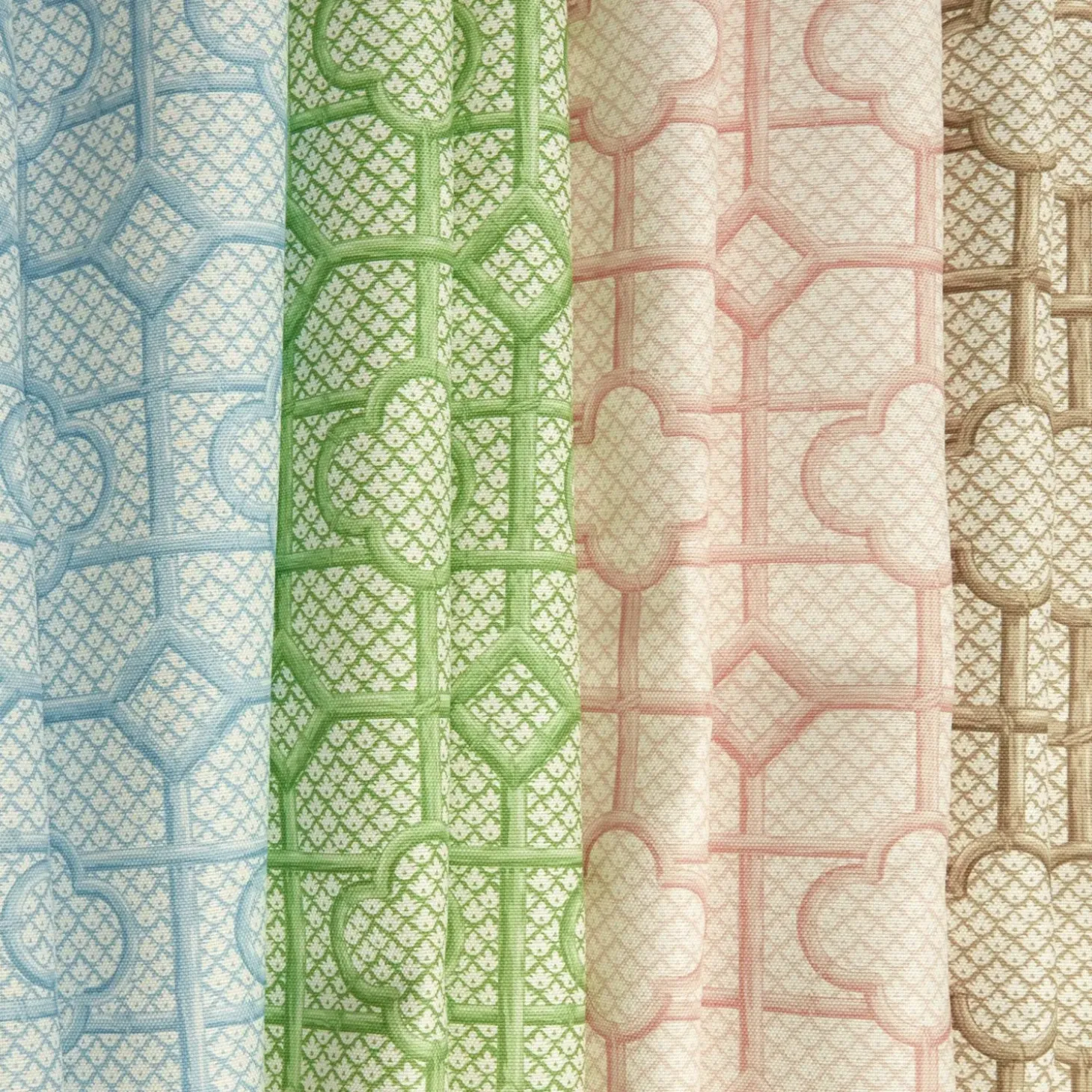 Putty Bamboo Trellis Fabric