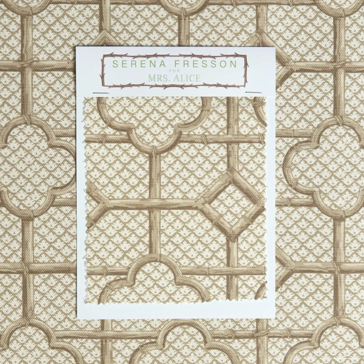 Putty Bamboo Trellis Fabric