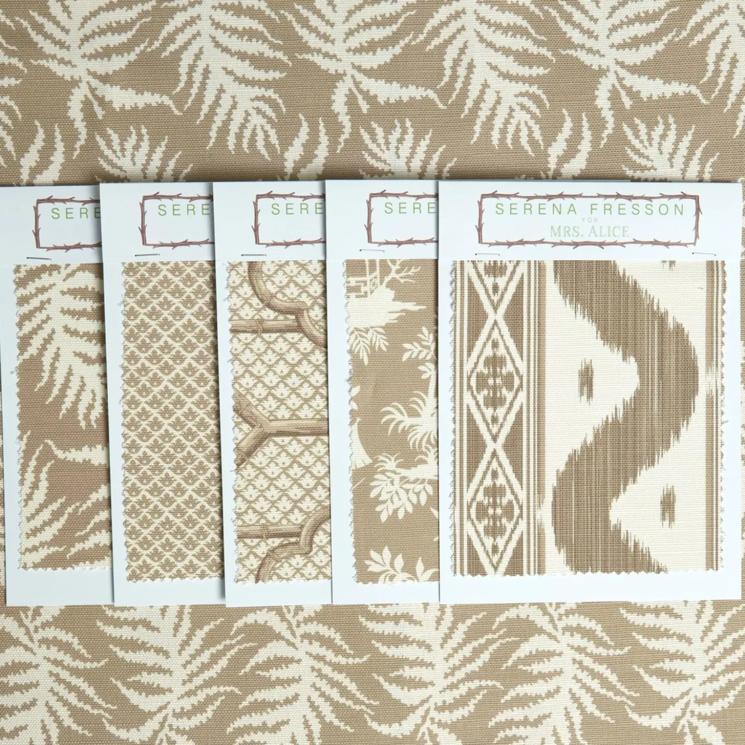 Putty Trailing Ferns Fabric