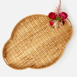 Quatrefoil Rattan Tray
