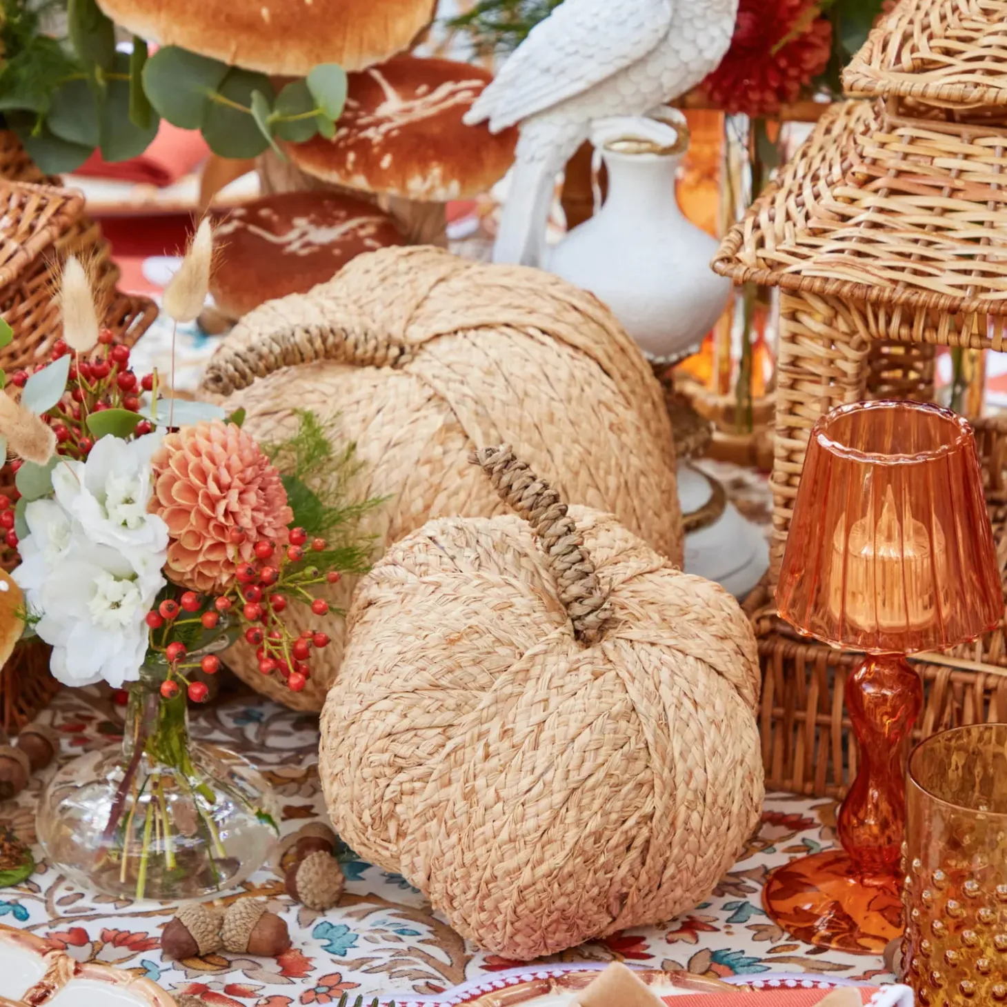 Raffia Pumpkin Family
