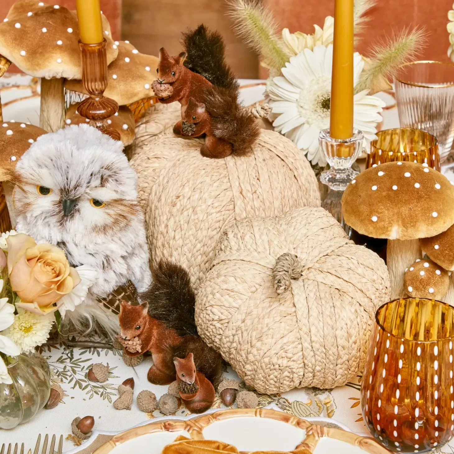 Raffia Pumpkin Family