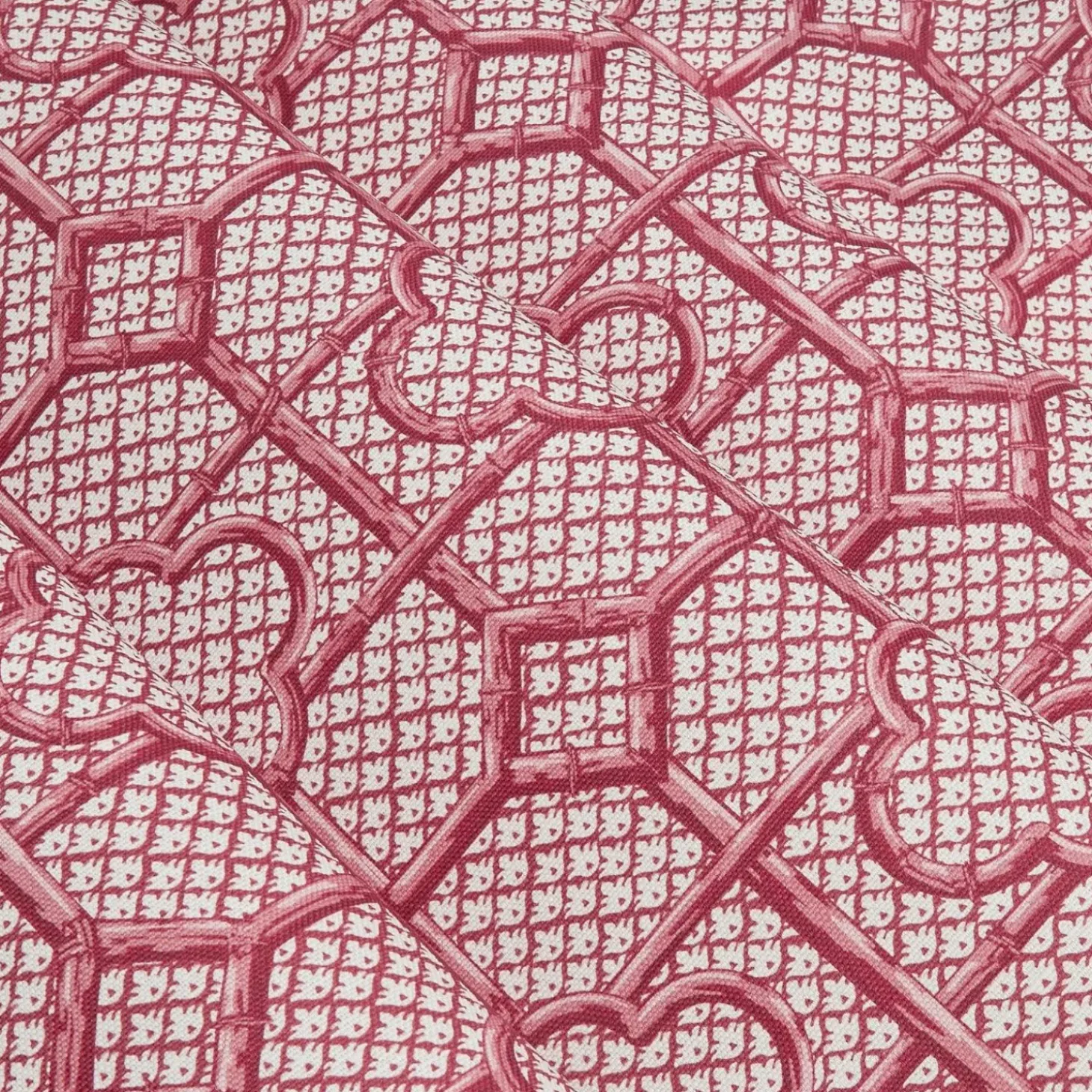Raspberry Pink Bamboo Trellis Fabric