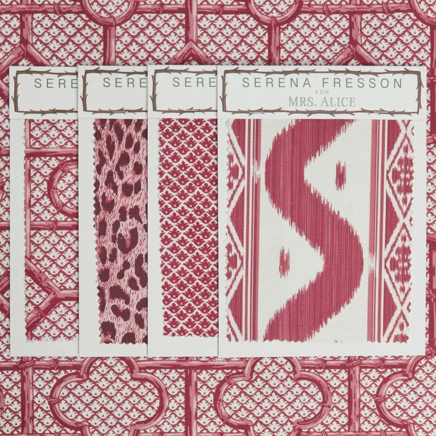 Raspberry Pink Bamboo Trellis Fabric