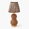 Rattan Bardot Rechargeable Lamp with Chocolate Lotus Shade (18cm)