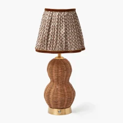 Rattan Bardot Rechargeable Lamp with Chocolate Lotus Shade (18cm)