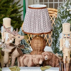 Rattan Bardot Rechargeable Lamp with Chocolate Lotus Shade (18cm)