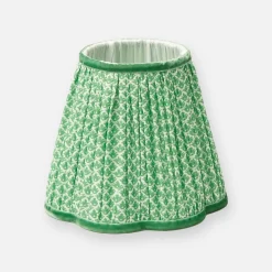 Rattan Bardot Rechargeable Lamp with Green Lotus Shade (18cm)