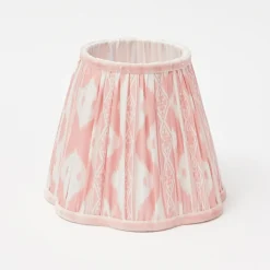 Rattan Bardot Rechargeable Lamp with Pink Ikat Shade (18cm)