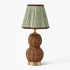 Rattan Bardot Rechargeable Lamp with Olive & Chocolate Lotus Shade (18cm)
