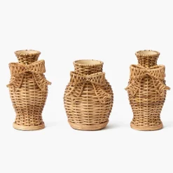 Rattan Bow Vases (Set of 3)