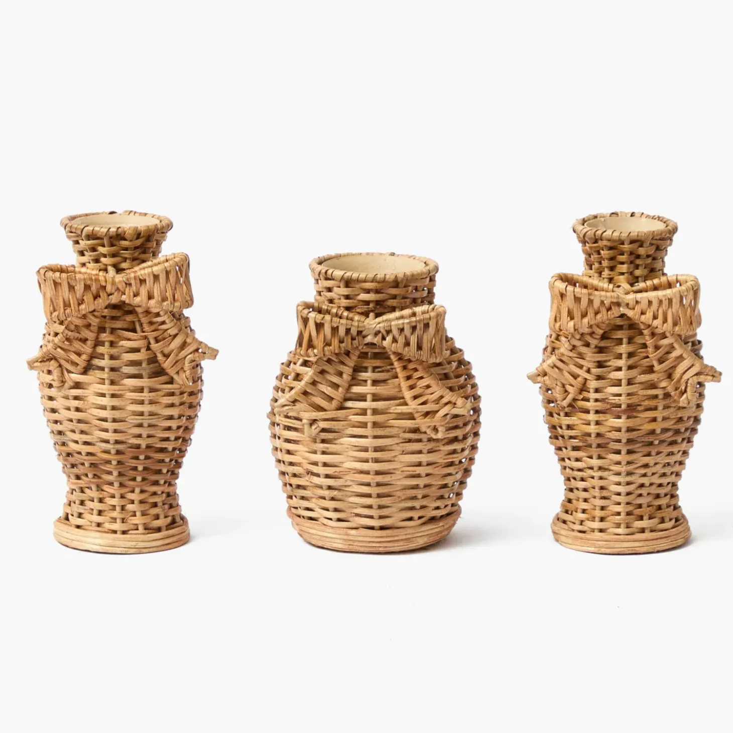 Rattan Bow Vases (Set of 3)