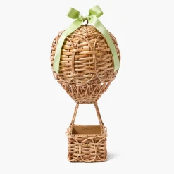 Rattan Hot Air Balloon with Green Grosgrain Bow