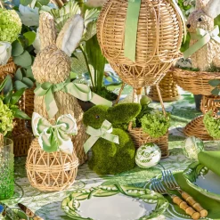 Rattan Hot Air Balloon with Green Grosgrain Bow