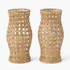 Rattan Hurricane Lantern (Pair)
