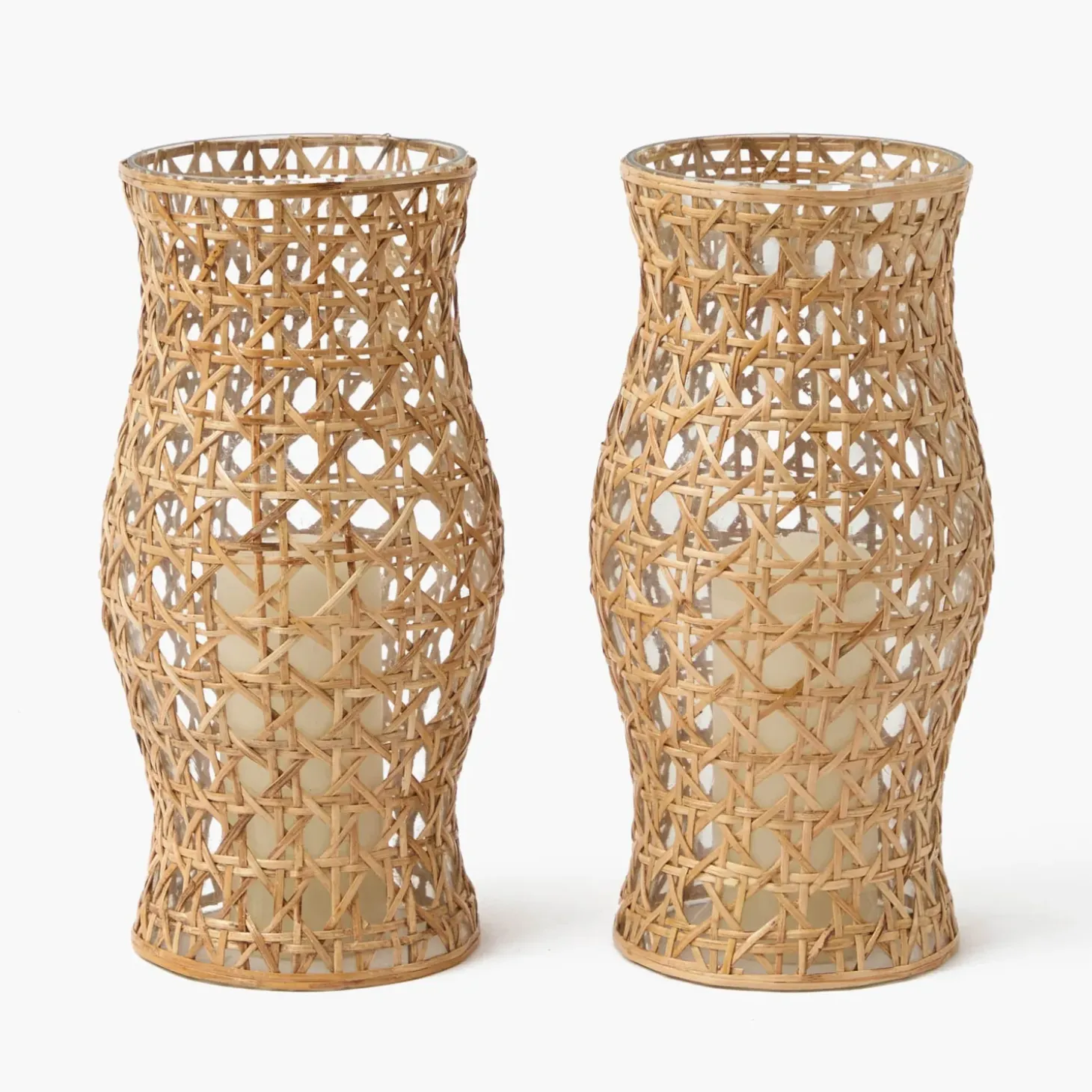 Rattan Hurricane Lantern (Pair)