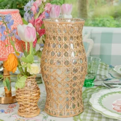 Rattan Hurricane Lantern (Pair)