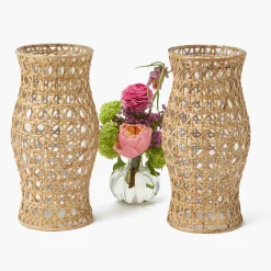 Rattan Hurricane Lantern (Pair)