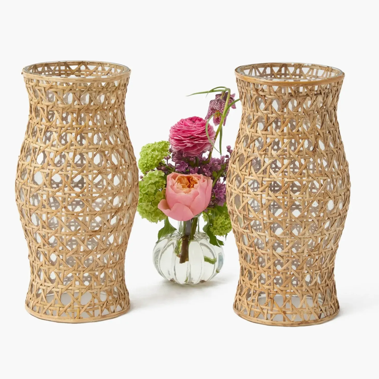 Rattan Hurricane Lantern (Pair)