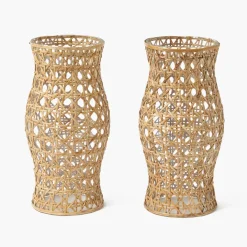 Rattan Hurricane Lantern (Pair)