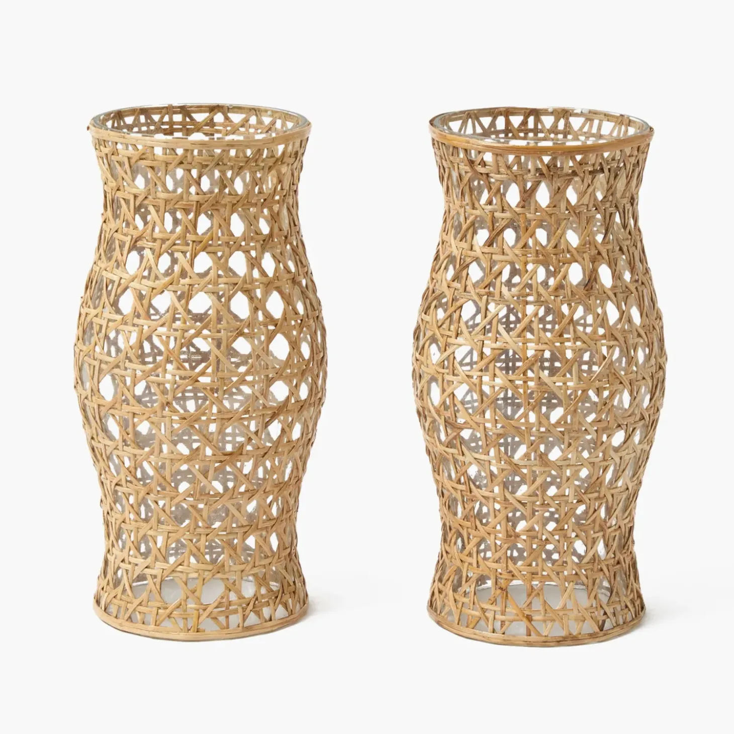 Rattan Hurricane Lantern (Pair)