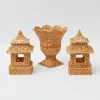 Rattan Pagoda & Urn Vase Set