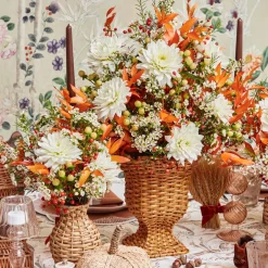 Rattan Pagoda & Urn Vase Set