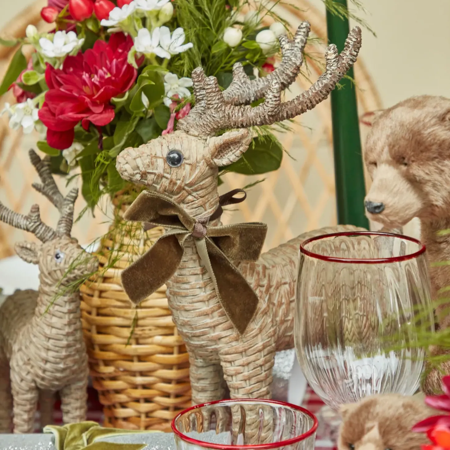 Rattan Reindeer (Pair) - 30cm
