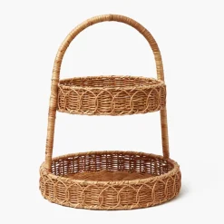 Rattan Two Tiered Stand