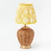 Rattan Ursula Rechargeable Lamp with Yellow Ikat Shade (18cm)