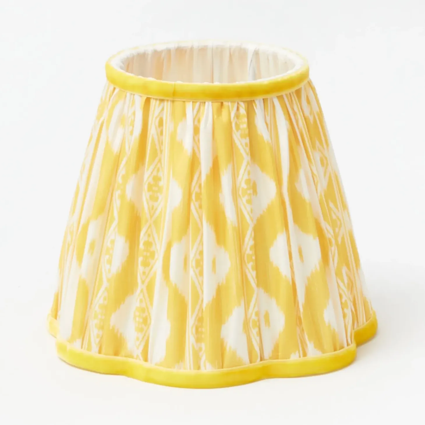 Rattan Ursula Rechargeable Lamp with Yellow Ikat Shade (18cm)