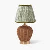Rattan Ursula Rechargeable Lamp with Olive Lotus Shade (18cm)